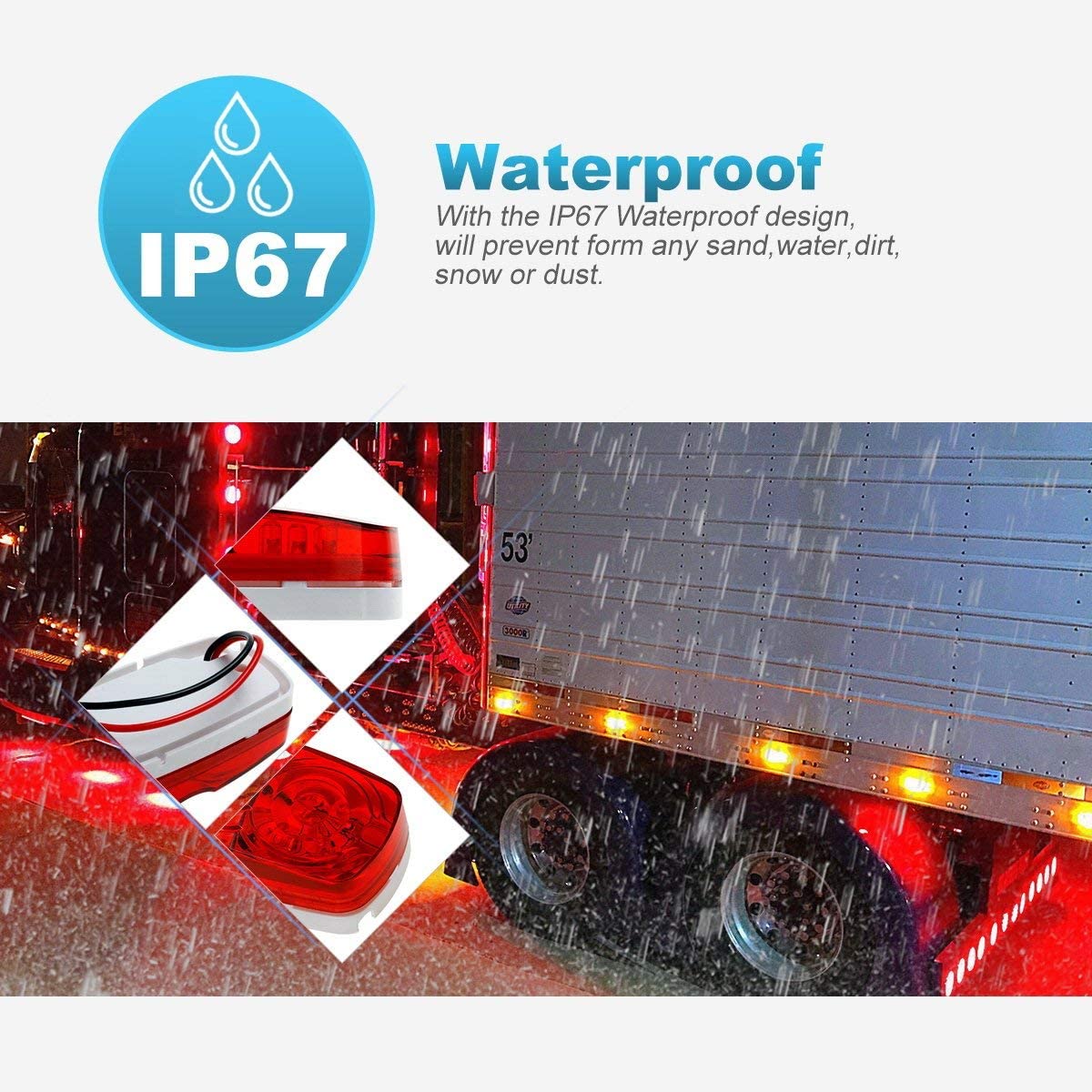 квадратный водонепроницаемый светодиодный рабочий фонарь, светодиодный боковой фонарь горячей продажи, светодиодный боковой габаритный фонарь 12 В, светодиодный боковой габаритный фонарь для грузовика, светодиодный боковой габаритный фонарь 3/4 дюйма